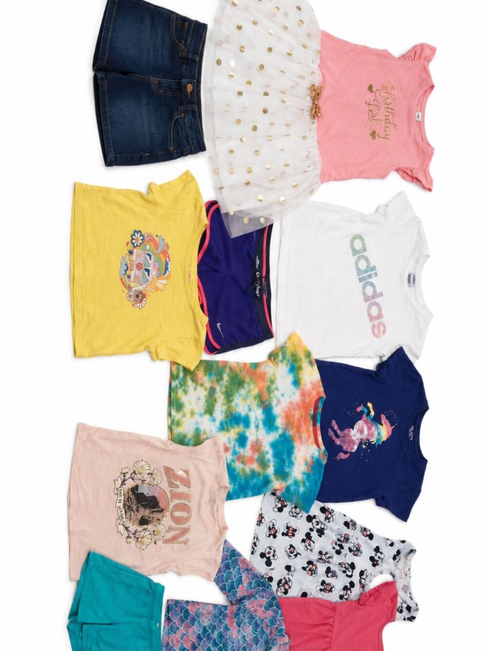 Girls 14-Piece Clothing Bundle Size 5 6 7 Nike Adidas Disney Cat & Jack